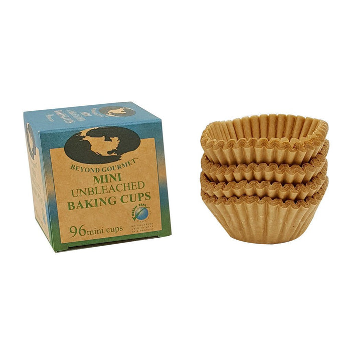 Beyond Gourmet Mini Muffin Cups, Box 96, Natural Parchment - Kitchen Supply Wholesale - BEYOND GOURMET unbleached, chlorine - free mini muffin cups are the natural choice