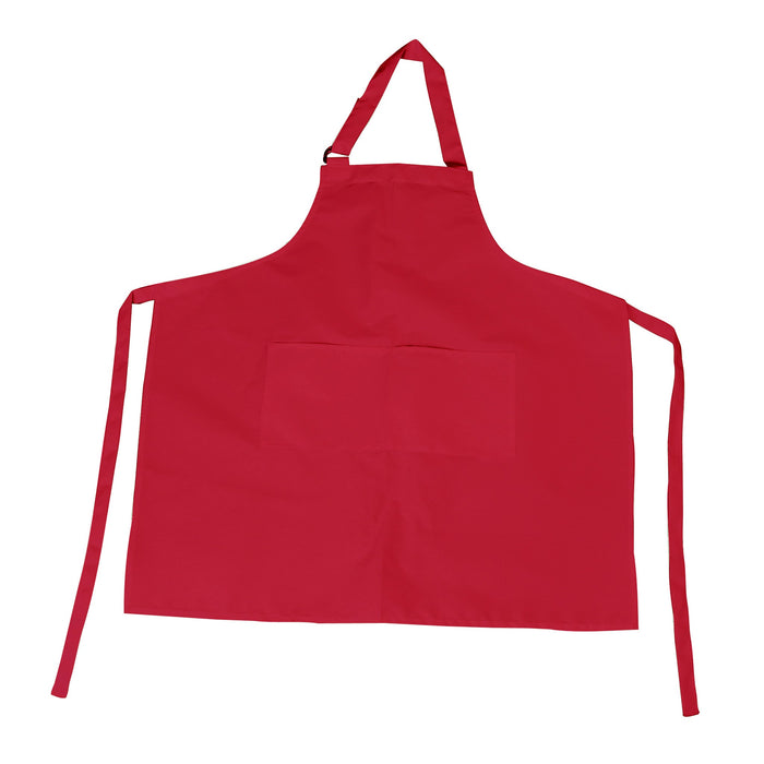 Bib Apron with Pockets and Adjustable Neck, 11 Color Options - Kitchen Supply Wholesale - Red Bib Apron with D - Ring Adjustable Neck